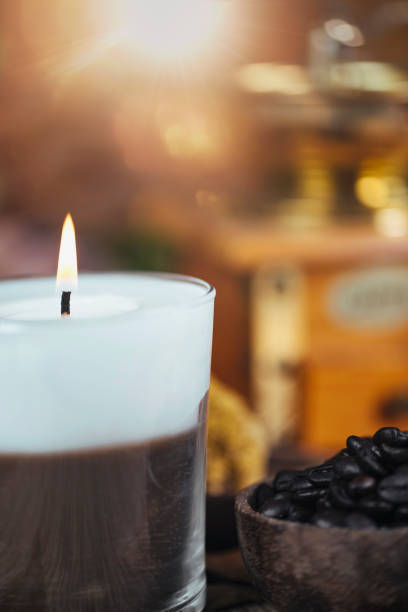 istock Scented Coffee and Vanilla Dual Color Aromatic Candle 1216679540
