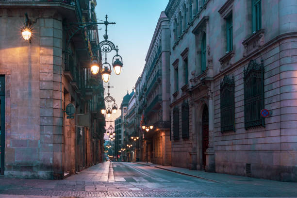 istock Empty street in Gothic Quarter, Barcelona 1216680444