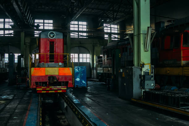 istock Old diesel locomotive at the train depot 1216680496