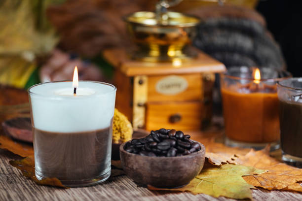 istock Scented Coffee and Vanilla Dual Color Aromatic Candle 1216680575