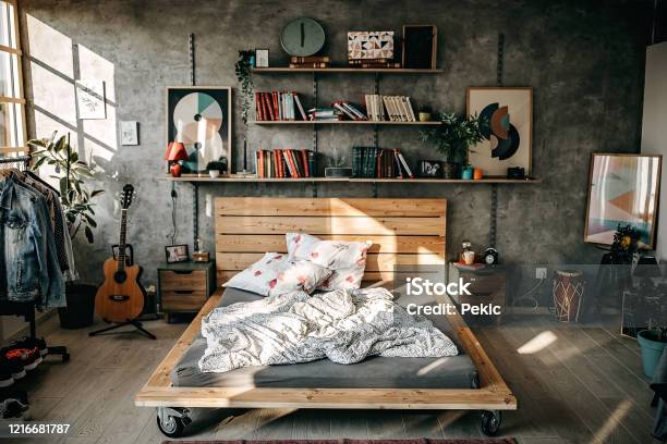 Messy Bed In The Morning Stock Photo - Download Image Now - Messy, Bedroom, Bed - Furniture