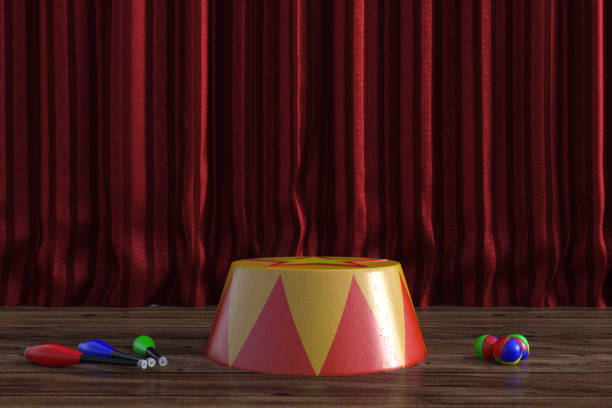 Carnival tents surrounded by carnival object on a pink background.-3d rendering.\