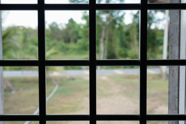 istock The window door with grill 1216685357