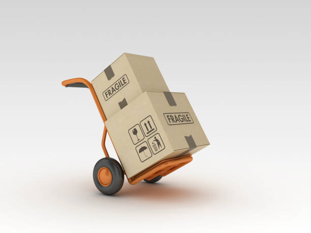 istock Hand Truck and Cardboard Boxes - 3D Rendering 1216686330