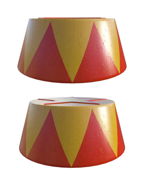 Pair of circus podiums isolated on white, 3d render.