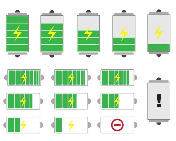 Vector illustration of Line icons of battery symbols