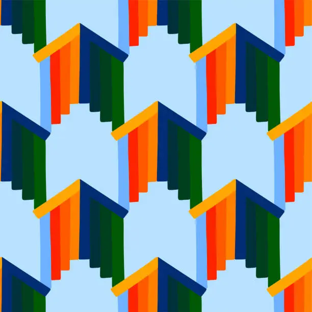 Vector illustration of Abstract pattern of strait multicolored striped up arrow