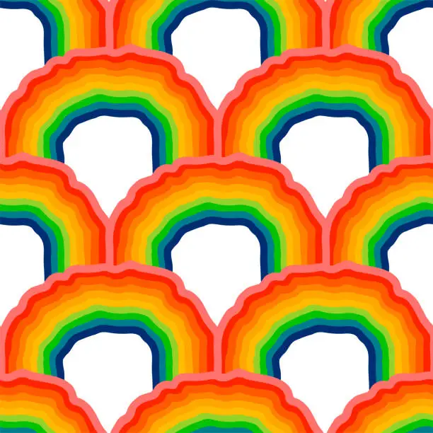 Vector illustration of Abstract vibrant pattern of bright, wavy striped rainbow