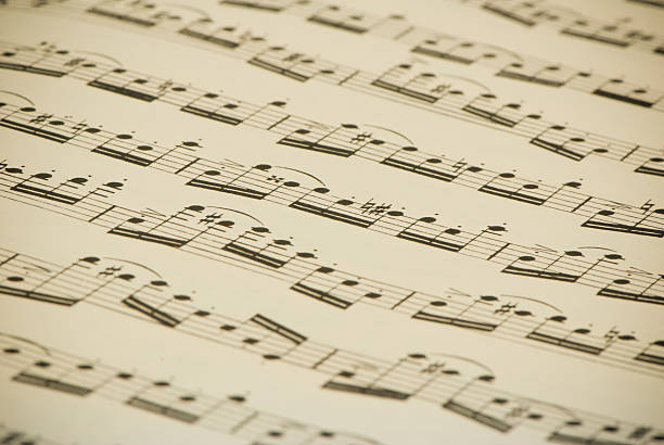istock Sheet music close-up, background wallpaper, selective focus 121668845