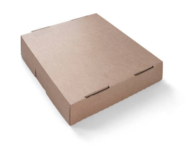 istock Cardboard box on a white background with a light shadow. Mock up for your ad, product display. 1216688458