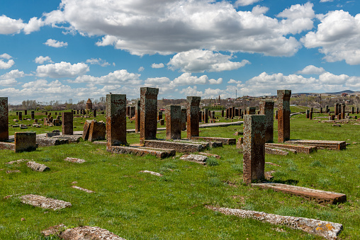 Ahlat, Bitlis - Turkey. The widest cemetery in the world: Selçuk Cemetery in Ahlat.