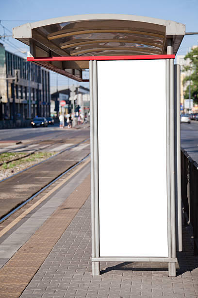 istock Blank billboard on tram shelter 121669411