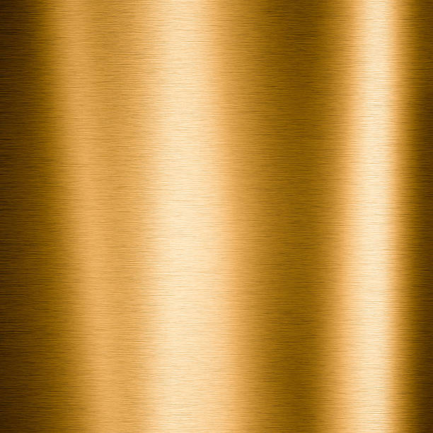 Brushed gold metallic plate stock photo