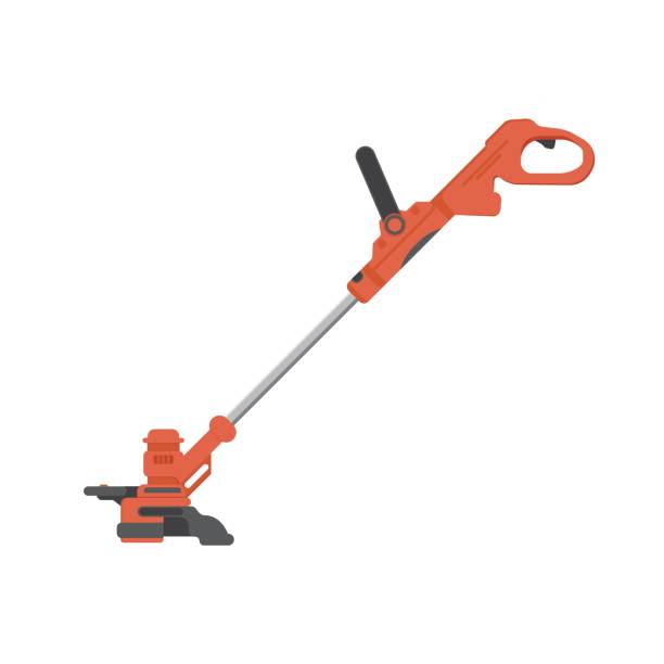 ilustrações de stock, clip art, desenhos animados e ícones de straight shaft string trimmer . - lawn mower red plant lawn