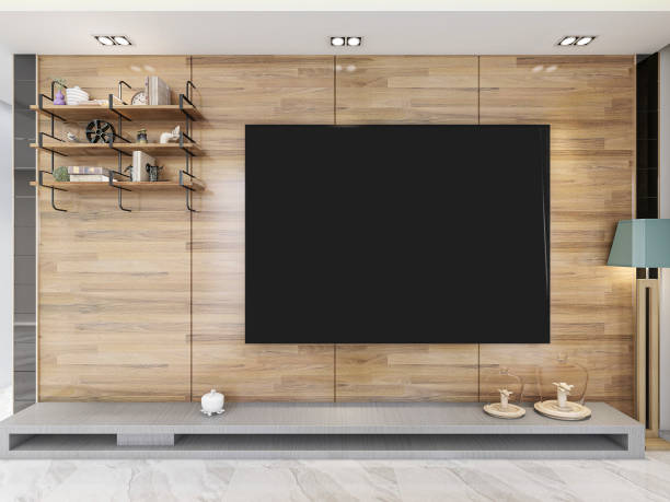 istock 3D rendering, spacious living room design of modern residence, with sofa, tea table, decorative painting, etc 1216700503