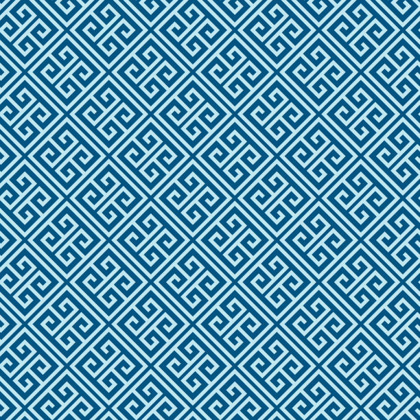 japoński grecki klucz wektor bezszwowy wzór - pattern seamless backgrounds greek culture stock illustrations