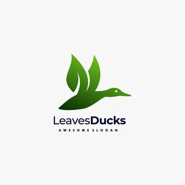 Vector illustration of Vector Illustration Duck and Leaves Dual Meaning Style.