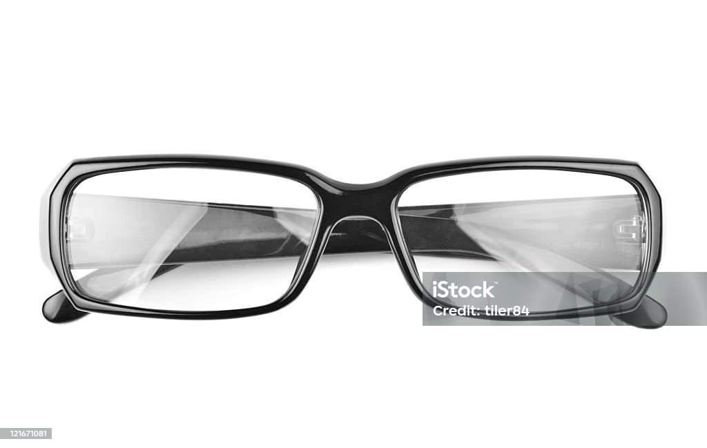 modern black glasses isolated on white background  Black Color Stock Photo