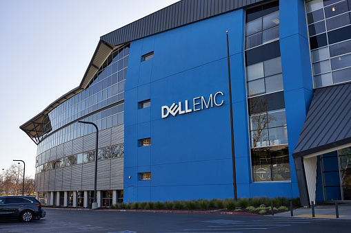 Santa Clara, California, USA - Feb 12, 2020: Dell EMC Santa Clara office exterior.