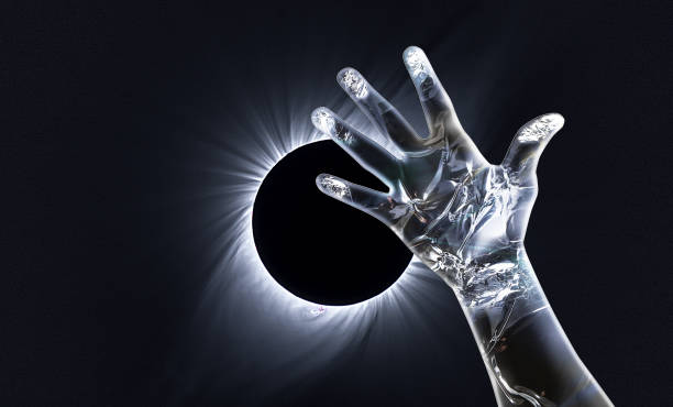 istock COVID-19 and Sun corona and AI robot hand. 1216716057