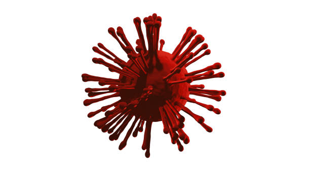 istock Red virus illustration. Isolated on white background. 3d rendering. 1216719017