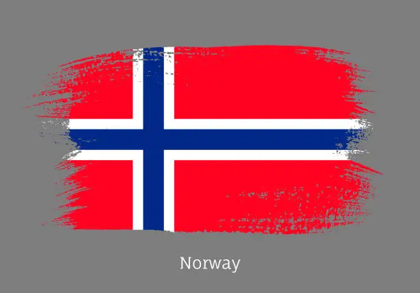 Vector illustration of Norway official flag in shape of brush stroke