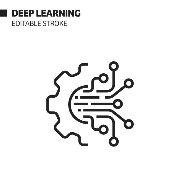 künstliche intelligenz - deep learning related editable stroke icon. vektor-illustrationssymbol - komplexität stock-grafiken, -clipart, -cartoons und -symbole