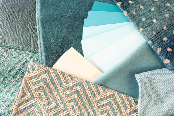 istock Teal and gold interior decoration plan 1216724042