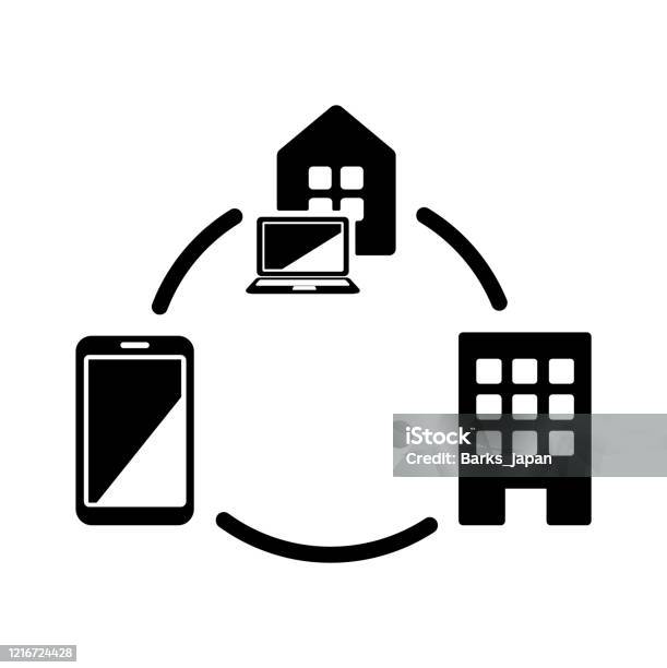 Tele Werken Werken Op Afstand Vector Icoon Illustratie Stockvectorkunst en meer beelden van Appartement