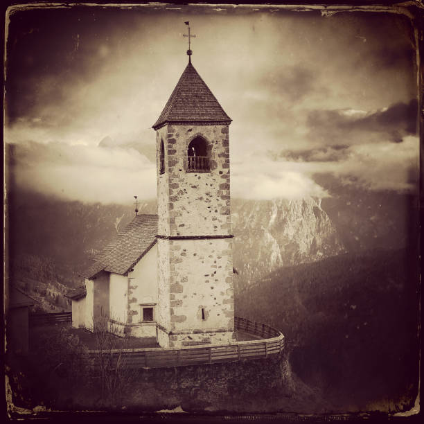 istock Church in Dolomites Italy 1216724509