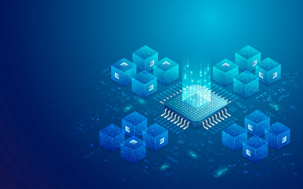 ilustrações de stock, clip art, desenhos animados e ícones de quantumcomputing - computer chip circuit board isometric computer