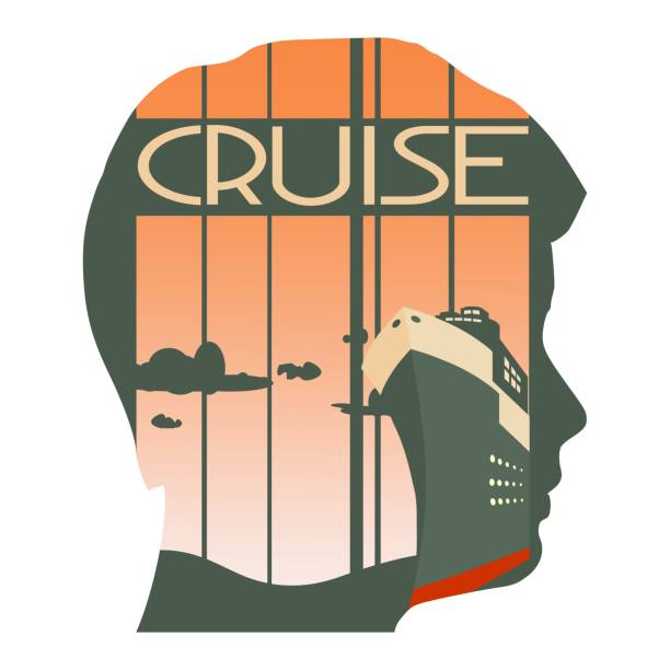 ilustraciones, imágenes clip art, dibujos animados e iconos de stock de gran crucero transoceánico al atardecer - transoceanic