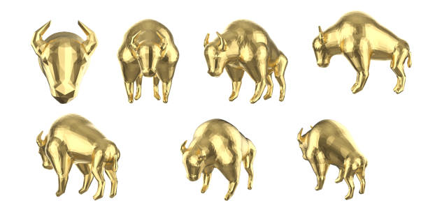 istock Set of polygonal bulls 1216728659