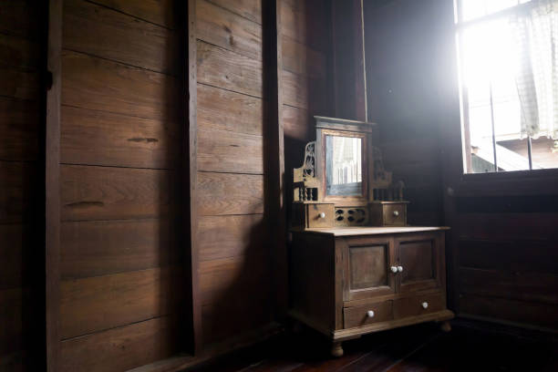 Old Thai wooden Dressing table in old house