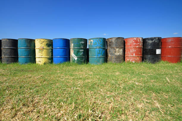 istock Colorful old oil drums 1216735554