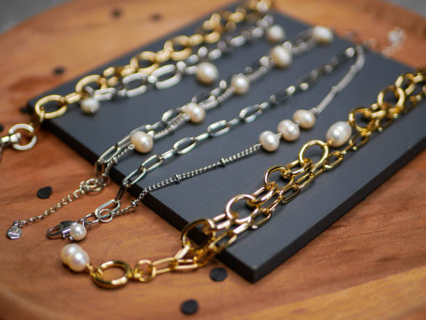 istock Gold chains. Valentines Day. A precious gift from your beloved on Valentines Day. valuable jewelry. Purchases of precious metals. Flat lay 1216736661