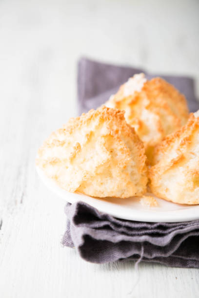 istock Homemade coconut cookies on a white table 1216738112