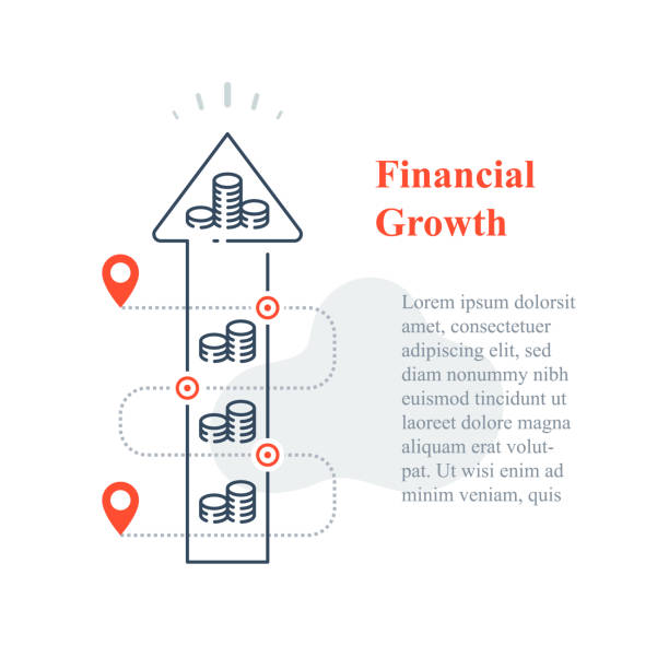 ilustrações de stock, clip art, desenhos animados e ícones de long term investment strategy, stock market portfolio increase, boost revenue, business growth - 4603