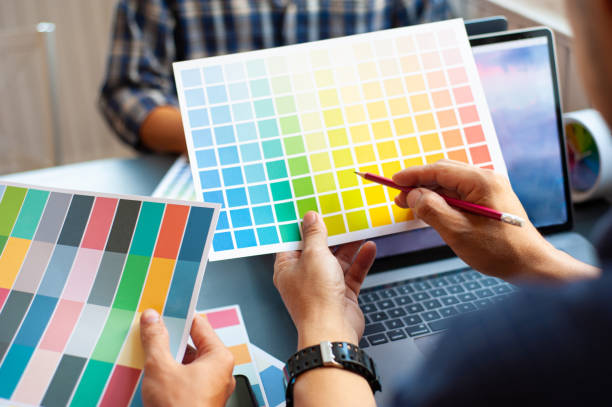 istock The designer discusses and designs colors for his work. 1216743352
