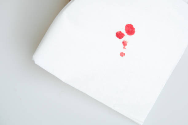 blood stains on a white paper stock photo