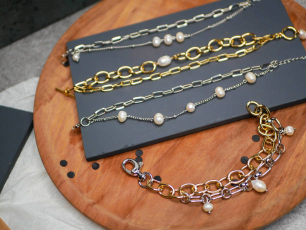 istock Gold chains. Valentines Day. A precious gift from your beloved on Valentines Day. valuable jewelry. Purchases of precious metals. Flat lay 1216745898