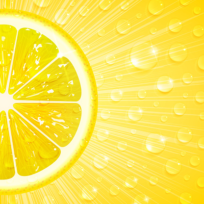juicy lemon background with water drops