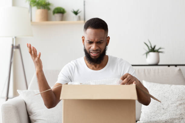 istock Upset man received spoiled delivery of goods 1216748385