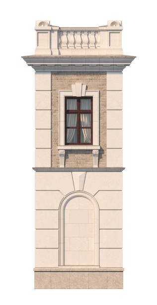 istock Facade of a two-story classic house. 3D rendering 1216748524