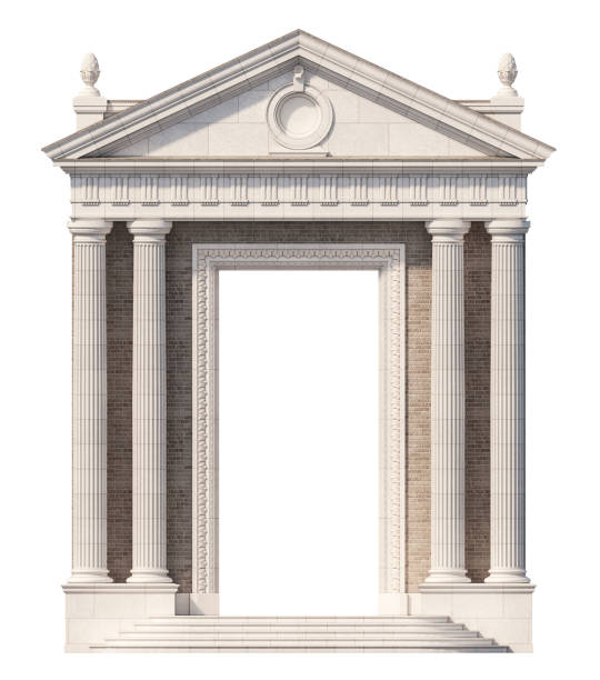istock Portico. Architectural elements of the classic building facade. 3D rendering 1216748582