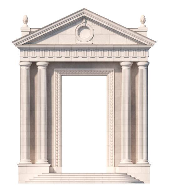 istock Portico. Architectural elements of the classic building facade. 3D rendering 1216748617