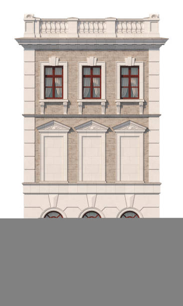 istock Facade of a two-story classic house. 3D rendering 1216748703