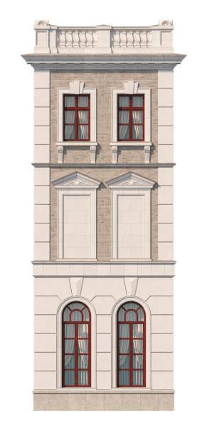 istock Facade of a two-story classic house. 3D rendering 1216748733