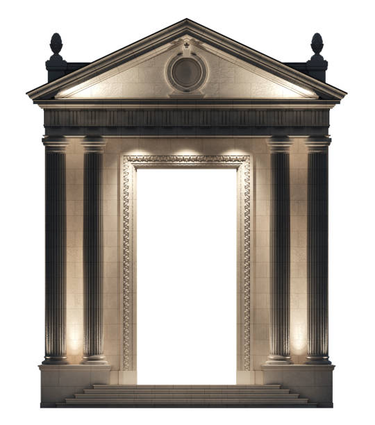 istock Portico on a white background. Architectural elements of the classic building facade. 3D rendering 1216748752