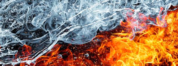 Abstract background with swirling flames and water